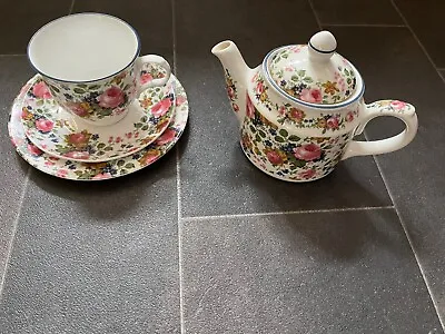 SADLER Beautiful Floral WELLINGTON OLDE CHINTZ Teapot Cup Saucer Set • £34.99