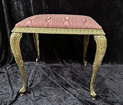 Vintage 1950's  MCM Vanity Bench / Footstool/ Ottoman 17  Tall Cushioned • $195