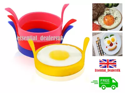 2/4Pcs SILICONE EGG FRYING RING FRY FRIED POACHER MOULD PERFECT FOR PANCAKES EGG • £4.99