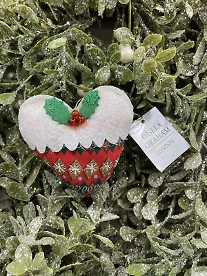 £3 • Buy Gisela Graham Christmas Tree Decorations Red & White Material Heart Holly