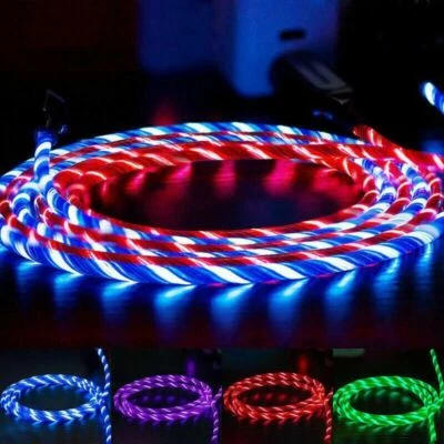 $8.49 • Buy LED Light Up Charging Charger Cable USB Cord IPhone Android Type C Phone
