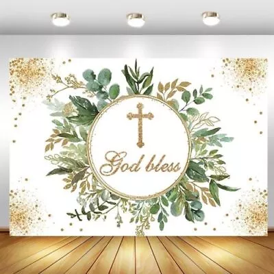 God Bless Baptism Photo Backdrop First Communion Baby Shower Background Banner • $43.99