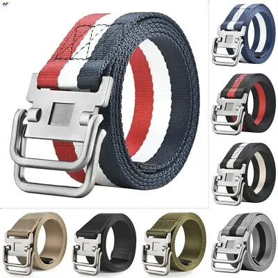 Casual Canvas Double D-Ring Metal Buckle Belt Webbed Military Fashion Men Belt • $18.59