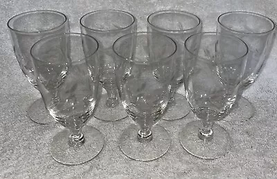 7 Vintage Elegant Etched Leafy Leaves Stemmed Crystal Wine Sherry • $28