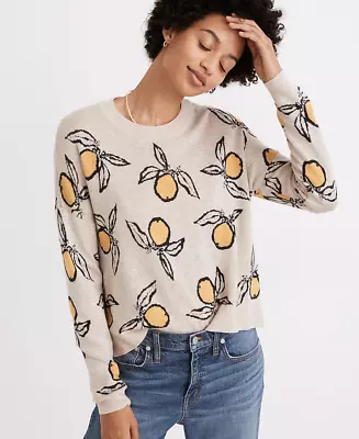Madewell Sweater Womens Medium Beige Tangerine Sketch Jacquard Pullover Cashmere • $30