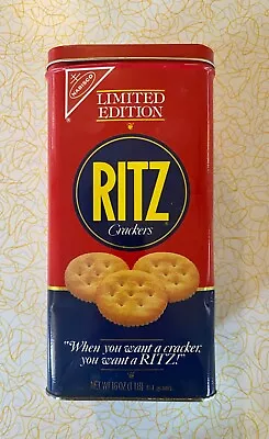 Vintage 1987 Red Ritz Crackers Nabisco Rectangular 16 Oz Tin Box Limited Edition • $12.95