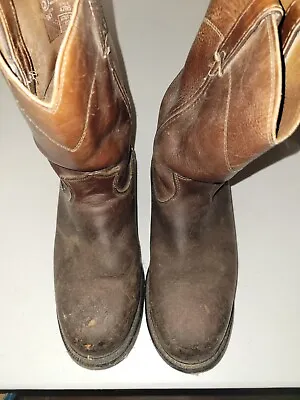 Justin Boots Steel Toe Conductor 4795 Used Leather Western Cowboy Work Men 9D • $29.99