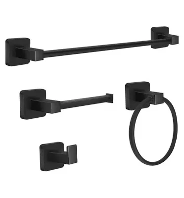 Matte Black Bathroom Hardware Set 4 PiecesTowel Bar Set Includes 17In Hand T... • $12.99