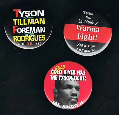 3 1990's Mike Tyson McNeeley Tillman George Foreman Boxing Pinback Buttons  • $125