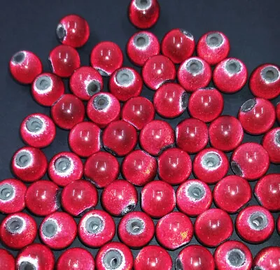 Vintage Acrylic Red Miracle Beads 8mm Round 70 Pc Lot • $5.50