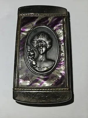 Antique Art Nouveau Match Safe With Cameo And Advertising On Back • $99.99