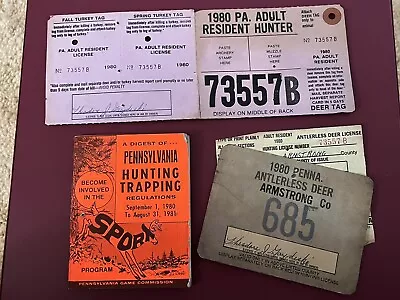 Vintage 1980-81 Pennsylvania Resident Hunter License & Antlerless With Booklet • $7.99