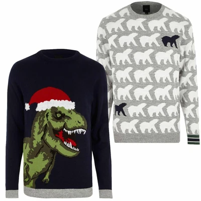 £14.99 • Buy Mens Christmas Jumper Sweater Knitwear Knitted Top Winter Big & Tall Plus Size