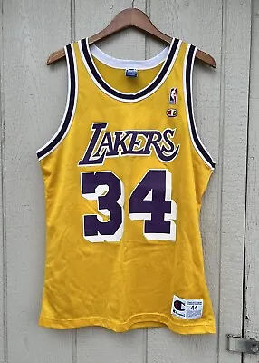 Vintage 90s Champion LA Los Angeles Lakers Shaq O’Neal Jersey Mens 44 Large • $55