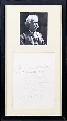 Samuel Clemens  Yours Truly Mark Twain  Signed & Framed 6x8 Cut Signature PSA • $5799.99