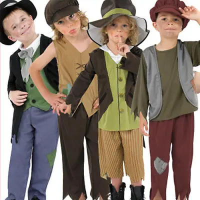 Victorian Urchin Boys Fancy Dress Book Week Kids Oliver Twist Childrens Costume • £8.99