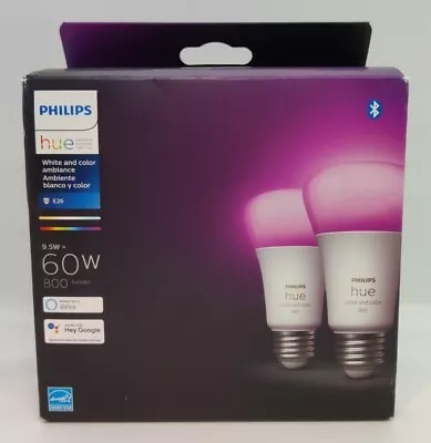 Philips Hue White & Color Ambiance 60W Bulbs (2pk) | Seal Tear • $49.99