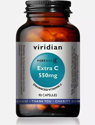 Viridian Extra C 550mg 90 Capsules Immune Health Enhanced Vitamin C BBE 23/11/23 • £7.69