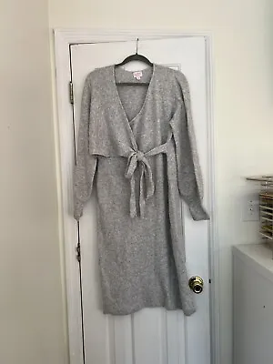 Isabel Maternity Gray Grey Sweater Wrap Dress Size Small • $14.99