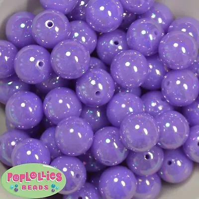 20mm Neon Lavender AB Finish  Acrylic Miracle Bubblegum Beads Lot 20 Pc Chunky  • $7.85