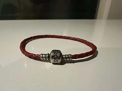 Pandora Moments Red Leather Braided Bracelet  ALE S925 • £15