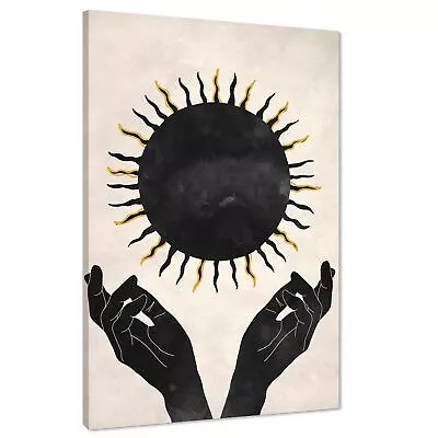 Black Cream Figurative Mustard Sun Canvas Art Pictures • £39.99