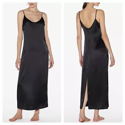 NEW La Perla Size Medium Black 100% Silk Long Maxi Slip Dress With Back Slit • $110