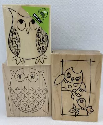 Owl LOT Of 3 Cute Bird Rubber Stamps Hero Arts Stampendous Memory Box • $6.95
