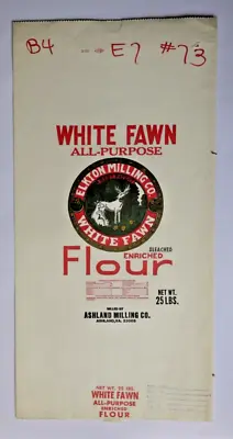 X LARGE Vintage Paper Sack Bag - WHITE FAWN FLOUR ASHLAND MILLING CO VA 1993 • $20