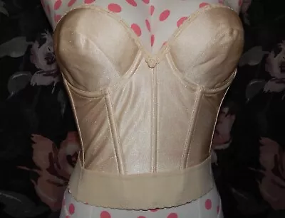 Union Tag Adonna By JC Penney Strapless Longline 36B Bra Boned Beige 6  Midriff • £13.49