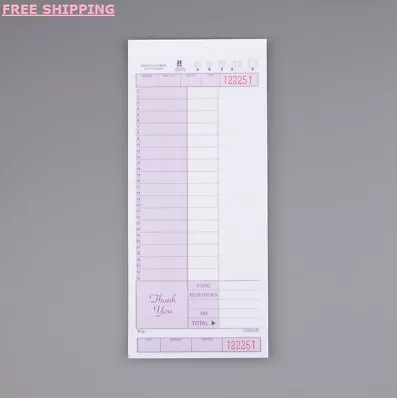 2500 Case 2 Part Carbonless Restaurant Diner Server Guest Order Receipt Check • $98.86