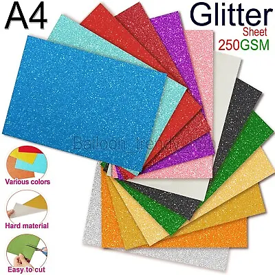 £1.99 • Buy Glitter Card A4 Coloured Cardstock Single Sided Low Shed 250gsm - Crafts Toppers