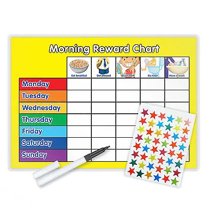 Morning Routine Chart Magnetic Available Free Pen & Star Stickers - Y • £3.95