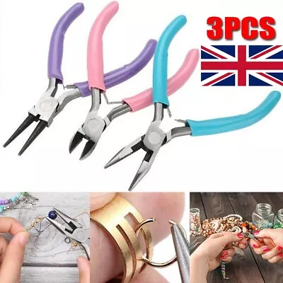 £7.15 • Buy 3x Mini Pliers Jewellery Beading Set Craft Making Hand Tools DIY Repair Kit UK