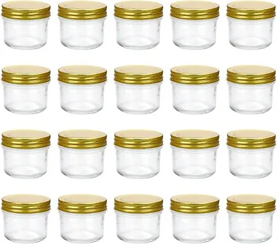 4 Oz Clear Glass Jars With Lids(Golden)Small Spice Jars For HerbJellyJams... • $44.99