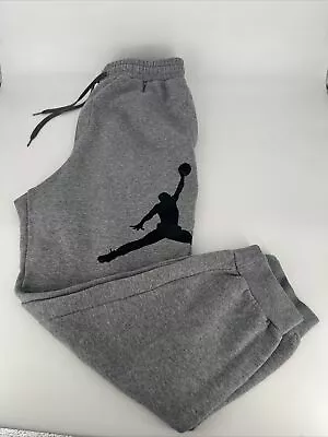 Nike Air Jordan Giant Jumpman Logo Fleece Joggers Mens Size Large Grey • $24.96