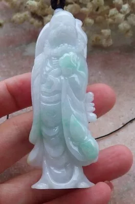 Certified Green Burma Natural A Jade Jadeite Pendant Da Mo Buddha God 589302 • $318.40