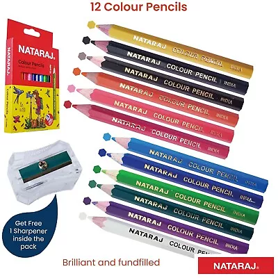 MINI 12 Colouring Pencils + Sharpener Set Drawing Artist Kids Party Bag Fillers • £2.44