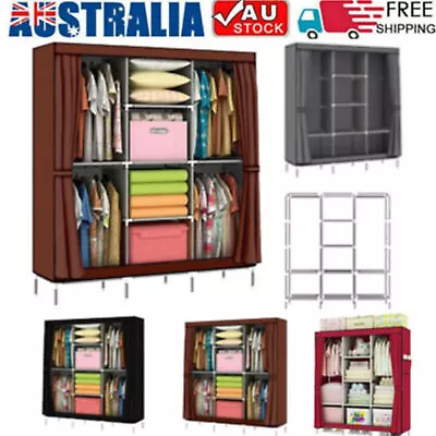 Large Portable Clothes Closet With Shelf Wardrobe Storage Cabinet Organiser Unit • $33.24