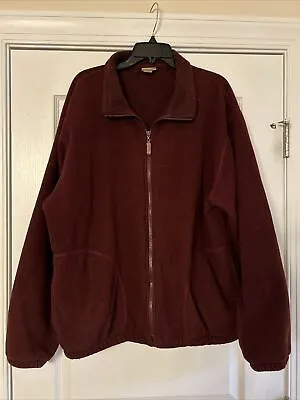 LL Bean Men’s Jacket OJY18 Fleece Zip Up Bomber Jacket ~ Burgundy Sz L • $14.99