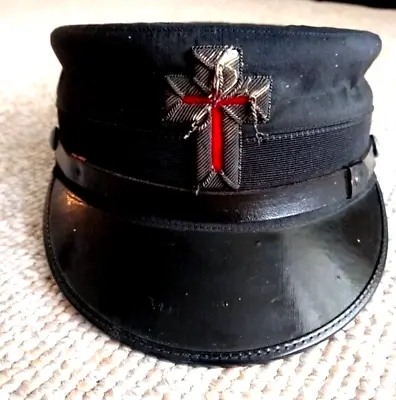 Masonic Knights Templar Cap Hat Leather Band Early 1900s • $29.95