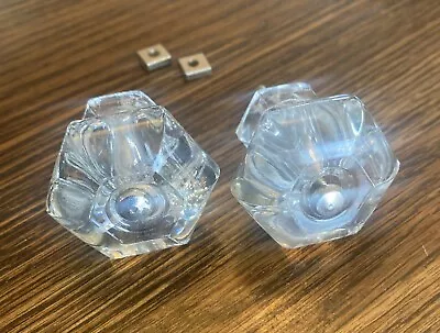 2 Antique Vintage Clear Glass Crystal 6 Sided Cabinet Knobs Drawer Pulls 1 1/2  • $22