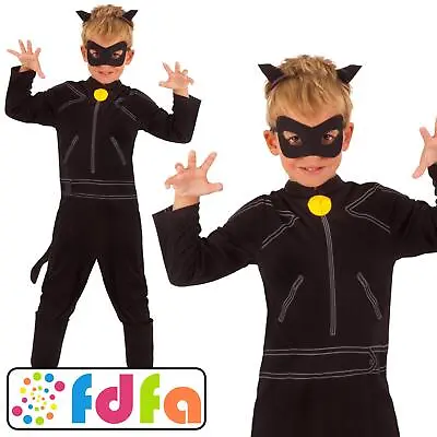 Rubies Official Cat Noir Miraculous Ladybug Kids Childs Fancy Dress Costume • £22.09