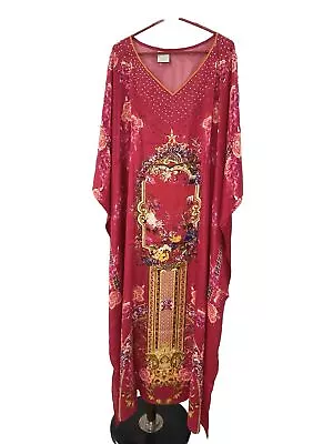 Silk Kaftan Long Dress Resort Vacation Free Size Beach Maxi One Size 8-20 • $89