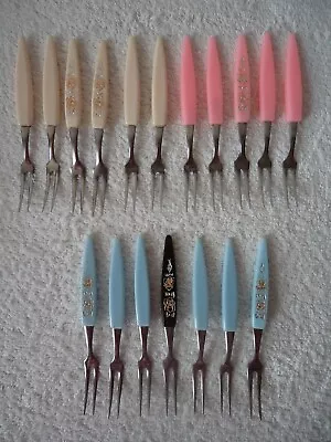 Vintage Set Of 18 Plastic & Metal Olive Cherry Cocktail Party Sticks Forks Picks • £6.99