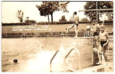 Maytag Park Newton Iowa IA Diving At Pool Swimming Real Photo RPPC Postcard • $24.99