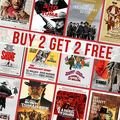 All Time Greatest Western Movie Posters Cowboy Film Cinema Wall Art Poster Print • £13.99