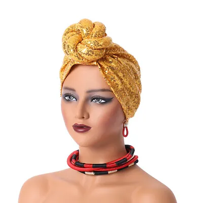 Sequin Hijab Caps Indian Women Turban Hair Loss Hats Headscarf Beanie Bonnet • $10.02