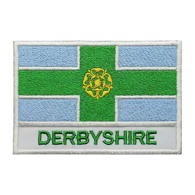 £2.49 • Buy Derbyshire County Flag Patch Iron On Sew On Embroidered Patch For Shirts