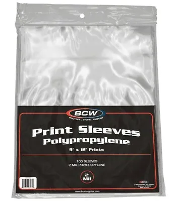 100 BCW 9 X 12 Photo / Print Acid Free Soft Poly Sleeves 9x12 Covers Protectors • $17.99